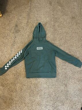 Vans Forest Green Hoodie with Checker Stripe
